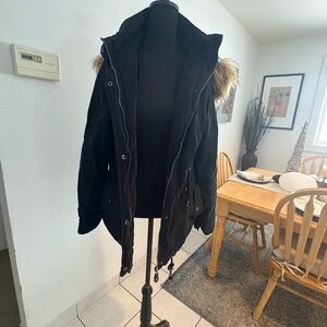 YMI Black Puffer Jacket with Faux Fur Trim